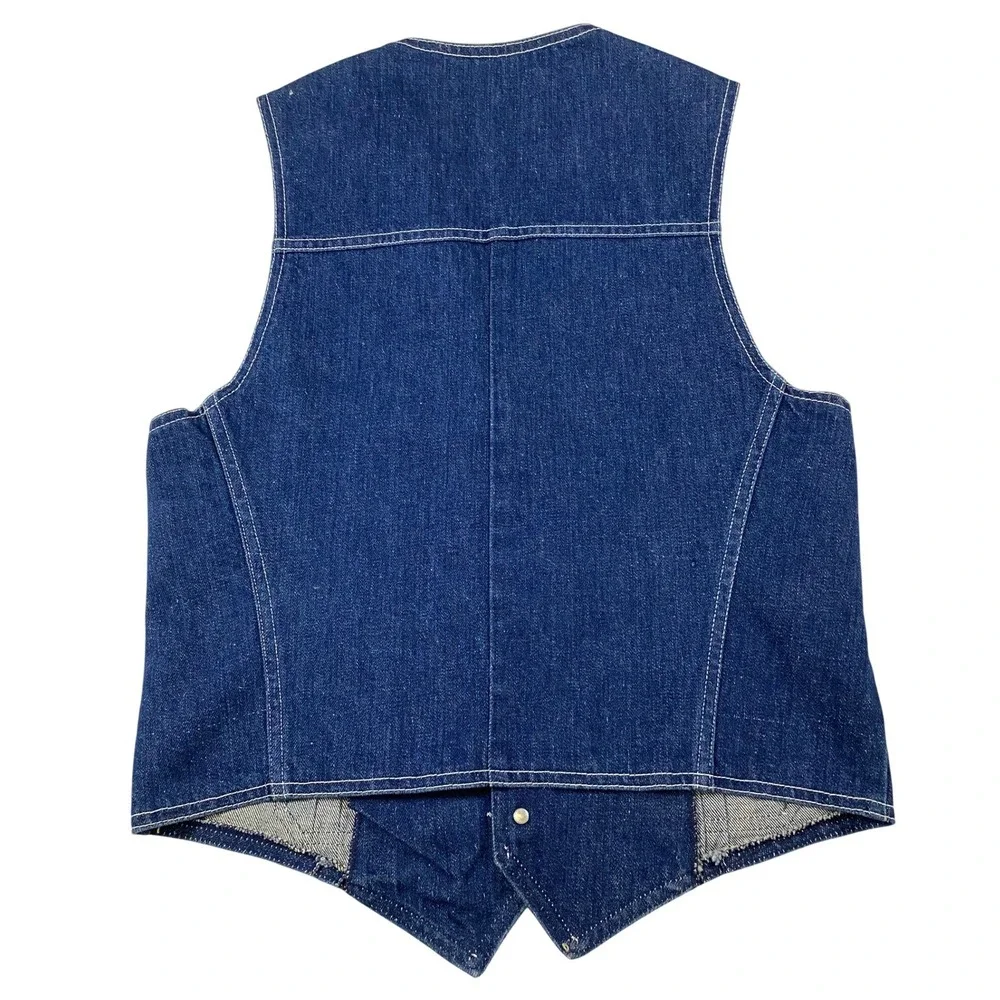 Vintage Gilleys Pasadena Texas Denim Western Vest Blue Mens‎ Small Bull Riding